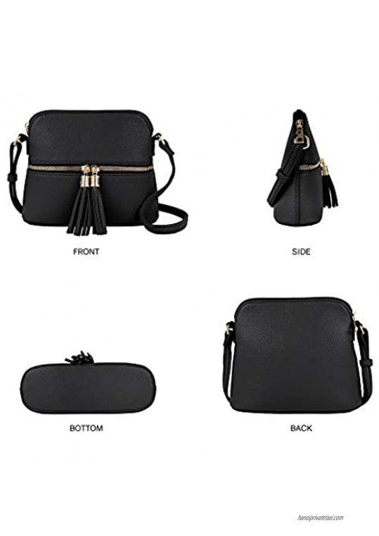 SG SUGU Lightweight Small Dome Crossbody Bag Shoulder Bag with Double Tassels for Women