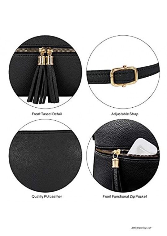 SG SUGU Lightweight Small Dome Crossbody Bag Shoulder Bag with Double Tassels for Women