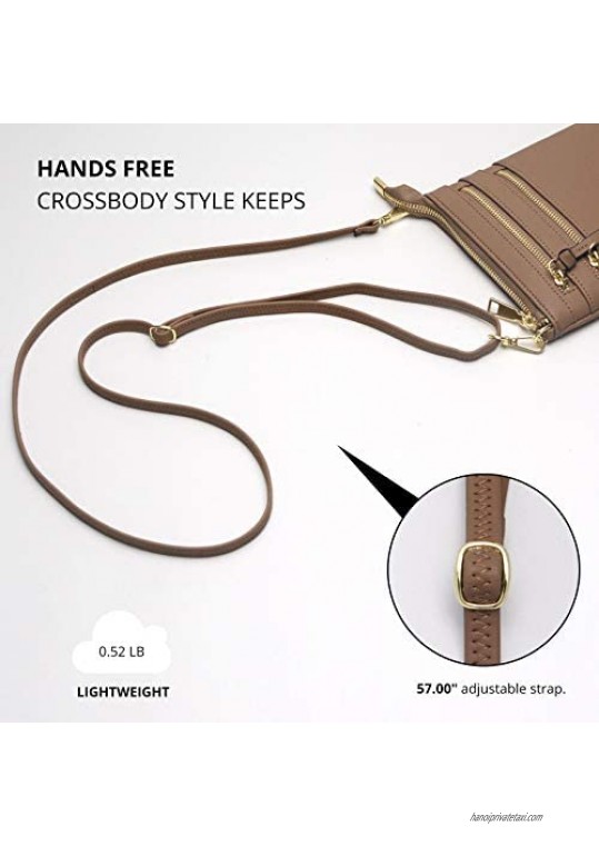 Small Crossbody Purses and Handbags for Women Multi Zipper Pocket Crossover Travel Bag Over the Shoulder