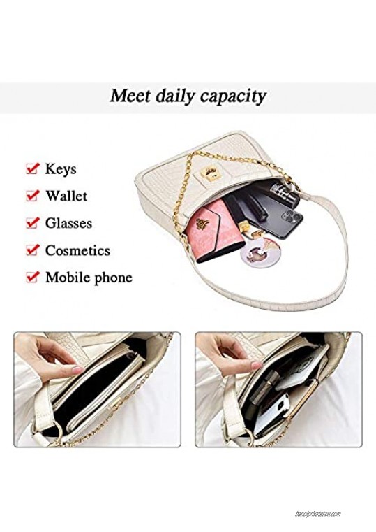 Women Shoulder Bag Crocodile Pattern y2k Fashion Luxury Chic Chain Bag with Zipper
