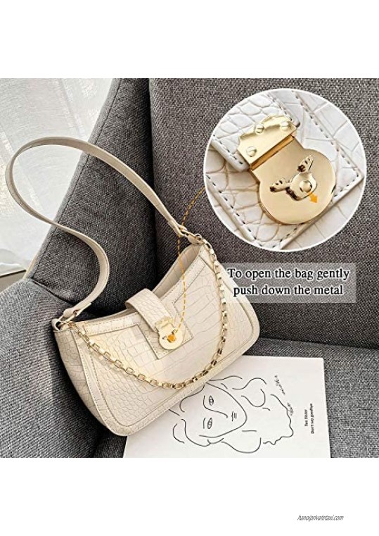 Women Shoulder Bag Crocodile Pattern y2k Fashion Luxury Chic Chain Bag with Zipper