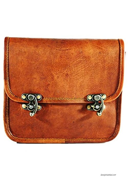 Women Vintage Style Genuine Brown Leather Cross body Shoulder Bag Handmade Purse (9 x 11 Brown)