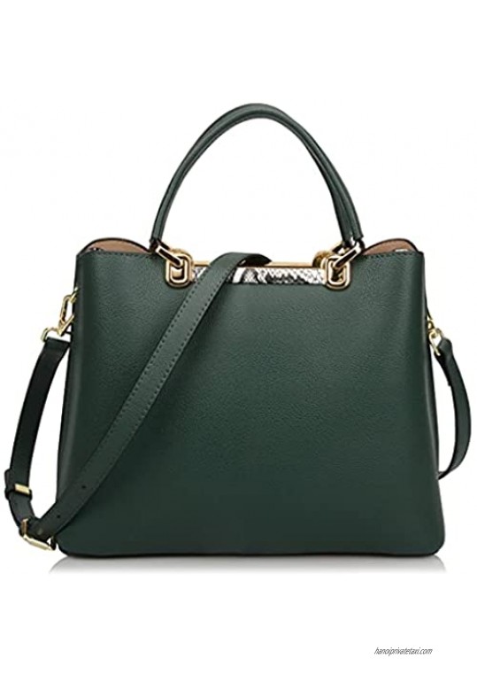 Ainifeel Women's Genuine Leather Tote Handbag Top Handle Purse Everyday Bag