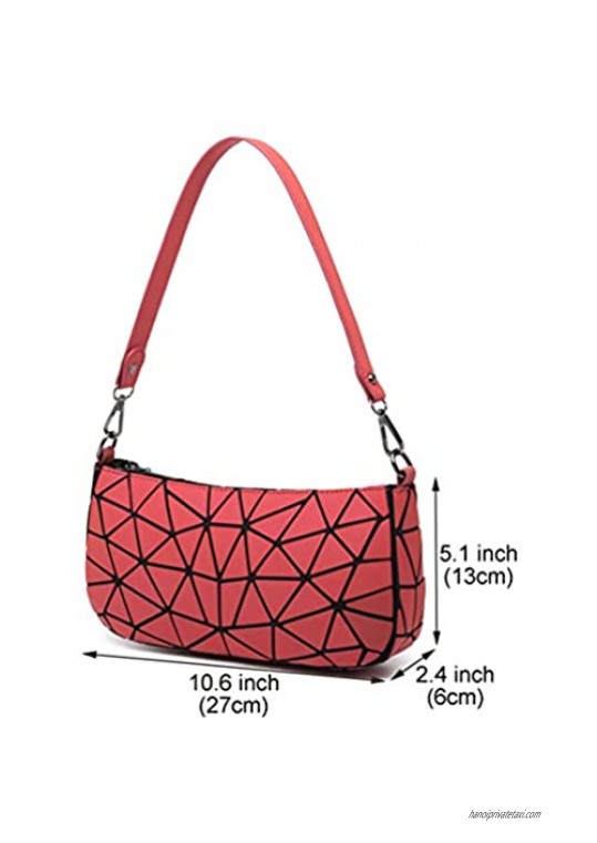 Geometric Luminous Purses and Handbags Women Holographic Reflective Crossbody Bag Wallet Flash Rainbow Tote