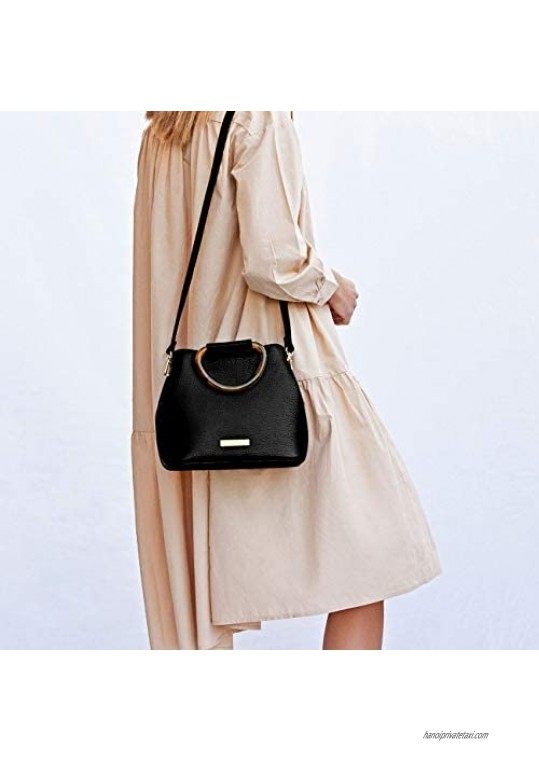 Katie Loxton Tori Tortoiseshell Womens Vegan Leather Convertible Crossbody Top Handle Handbag Black