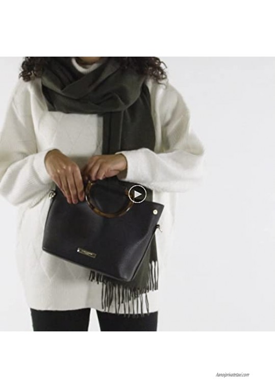 Katie Loxton Tori Tortoiseshell Womens Vegan Leather Convertible Crossbody Top Handle Handbag Black