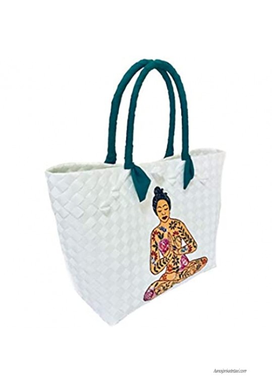 Plastic Handbags for Women | 100% Recycled Plastic Handwoven Tote Bag for Ladies | Durable Waterproof Bayong Bag | Yoga Collection