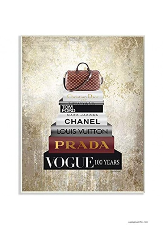 Stupell Industries Designer Bag and Women's Fashion Brand Bookstack Wall Art  13 x 19  Multi-Color