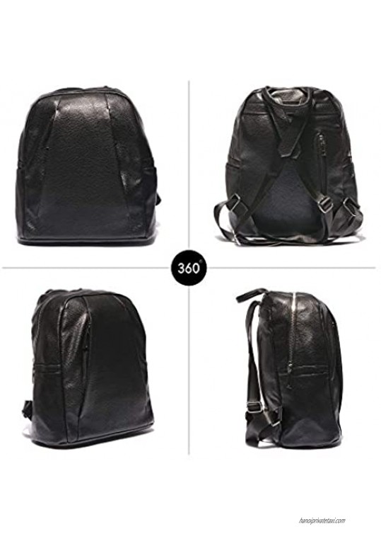 VITACCI Womens Backpack Purse Leather Shoulder Bag Fashion Lightweight Daypacks Black