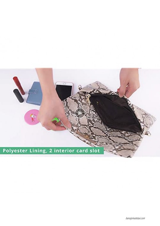 Ayliss Women's Snakeskin Bag Handbag Shoulder Clutch Purse Evening Bag PU Leather Crossbody Bag Chain Strap