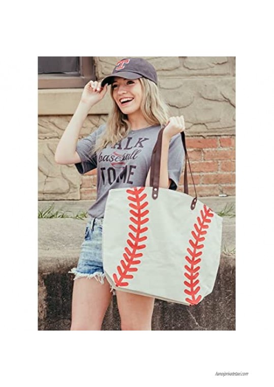 Baseball Sports Canvas Tote Bag Handbag XLarge 21 L X 17 H X 8 W