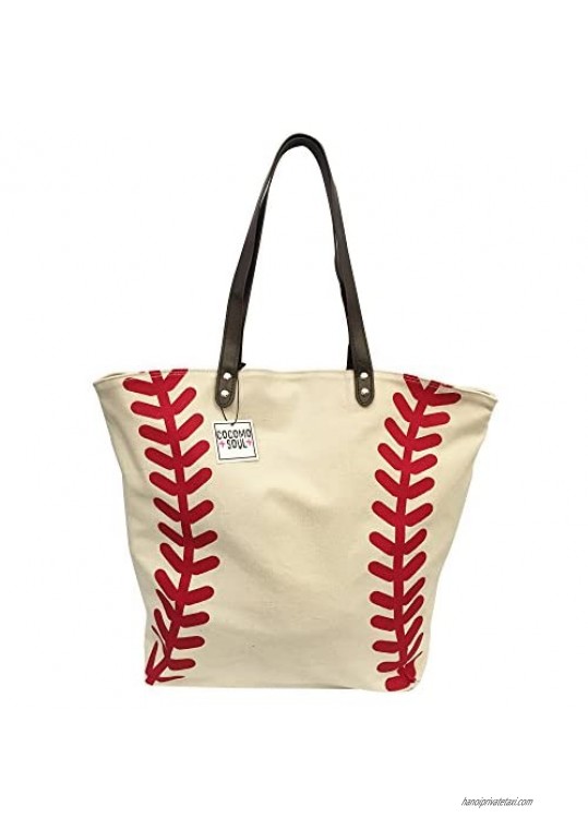 Baseball Sports Canvas Tote Bag Handbag XLarge 21" L X 17" H X 8" W