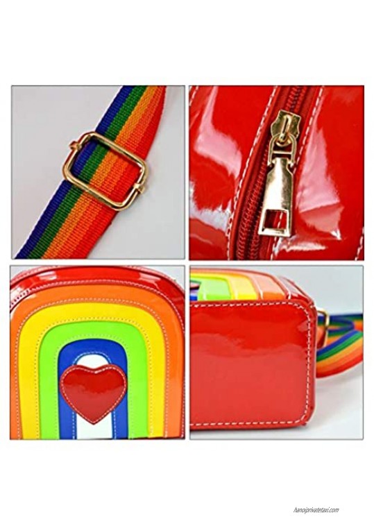 Buddy Girls Rainbow Shoulder Bag PU Leather Handbags Cute Tote Purse Small Messenger Bag