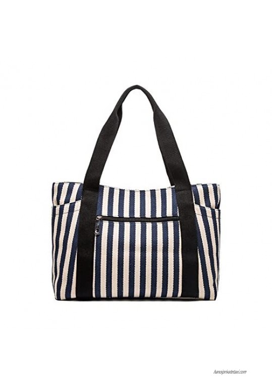 Canvas Tote Bag with Multiple Pocket/Zipper Closure Sholuder Bag/Travel Bag for Weekend/7 Pocket/Perfect Bag for Gift