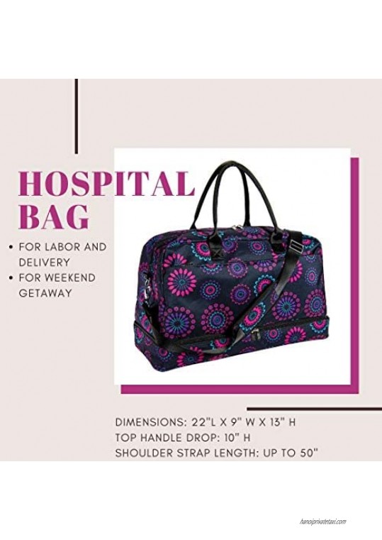 Hospital Bag for Labor and Delivery for New Moms (Purple Circle A4042)