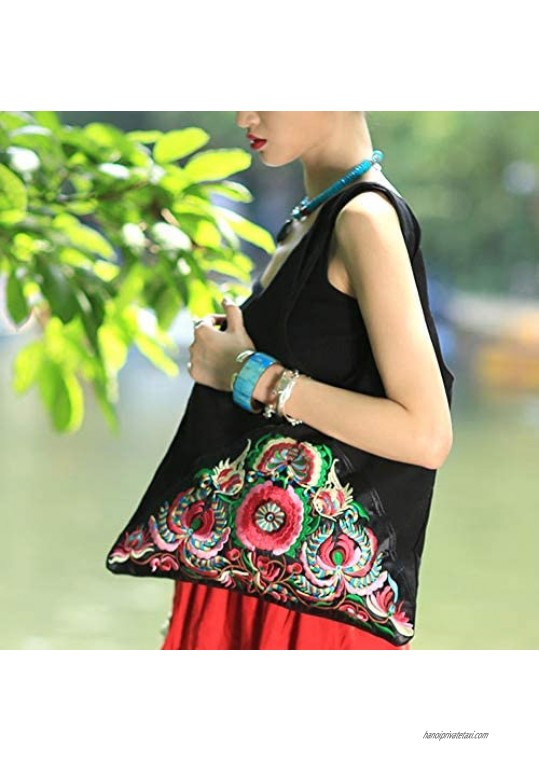 Mazexy Tote Handbags for Women Large Embroidered Canvas Shoulder Bag Daily Bag