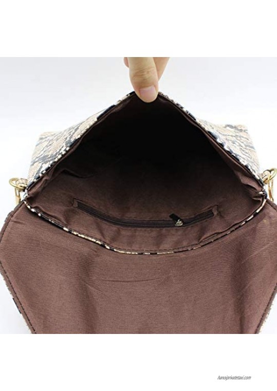 MINGSEECESS Women Large Envelop Clutch Handbag with Chain Strap Ladies Snakeskin Shoulder Crossbody Bag