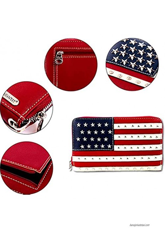 Montana West Women's Patriotic Studded Collection Tote Satchel Handbags Concealed Carry Purse Crossbody Bags