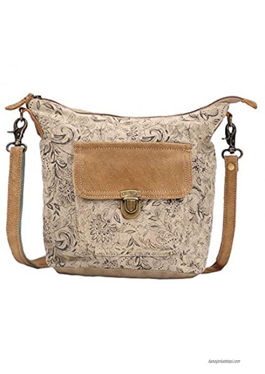 Myra Bag Doyen Upcycled Canvas & Leather Shoulder Bag S-1524
