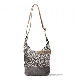 Myra Bag Floral Cowhide & Upcycled Canvas Shoulder Bag S-1126