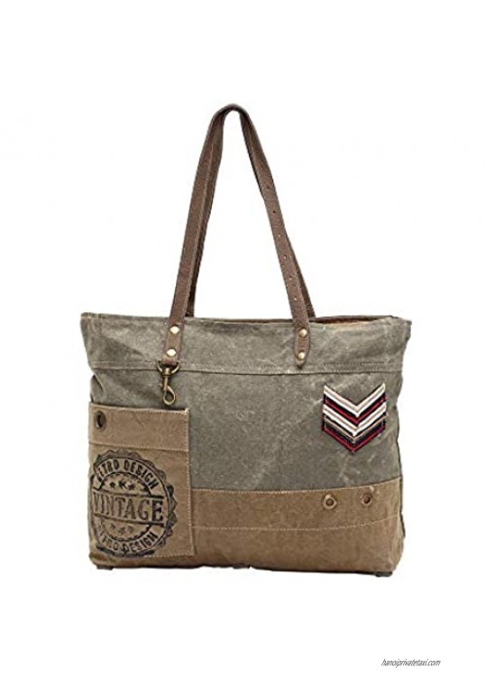 Myra Bags Military Badge Upcycled Canvas Tote Bag S-0934