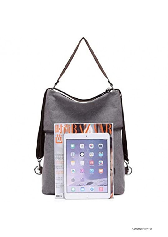 Purse Handbag Tote for Women Canvas Multifunctional Shoulder Bag Backpack Casual School Hobo Bag