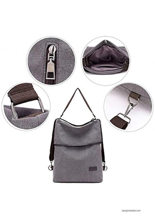 Purse Handbag Tote for Women Canvas Multifunctional Shoulder Bag Backpack Casual School Hobo Bag