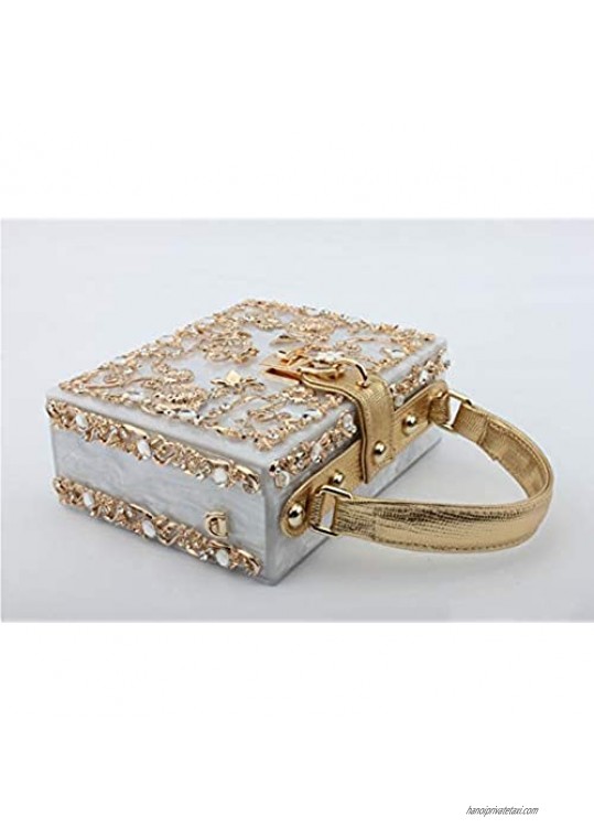 Shiratori Women Evening Clutch Bag Acrylic Square Box Shoulder HandBags For Wedding Party Tote Purse