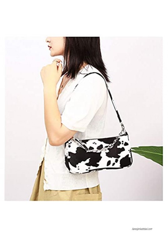 Women Cow Print Shoulder Bag Clutch Purse Underarm Handbag Satchel Zipper Tote Bag Purse