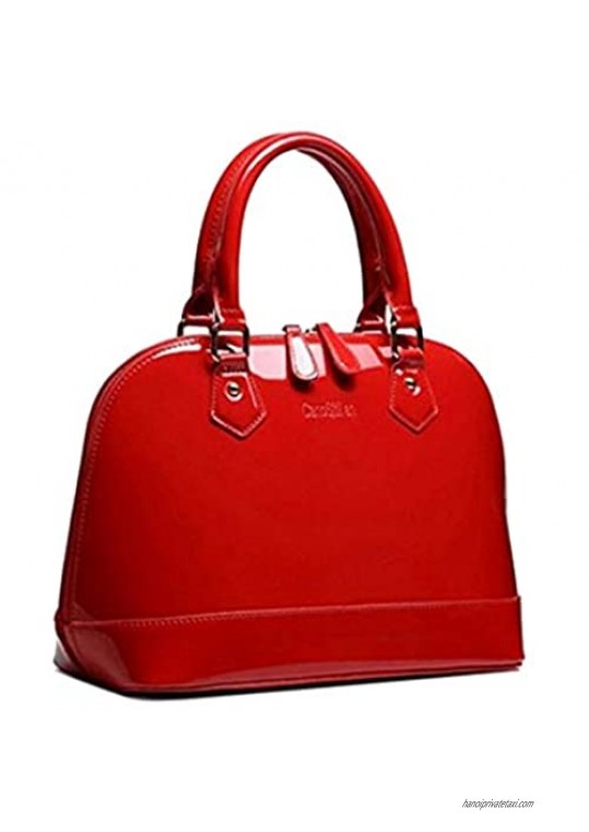 Yan Show Women's Satchel Purse Large Tote Lady Shoulder Bag Patent Leather Handbag Top Handle Shell Bag