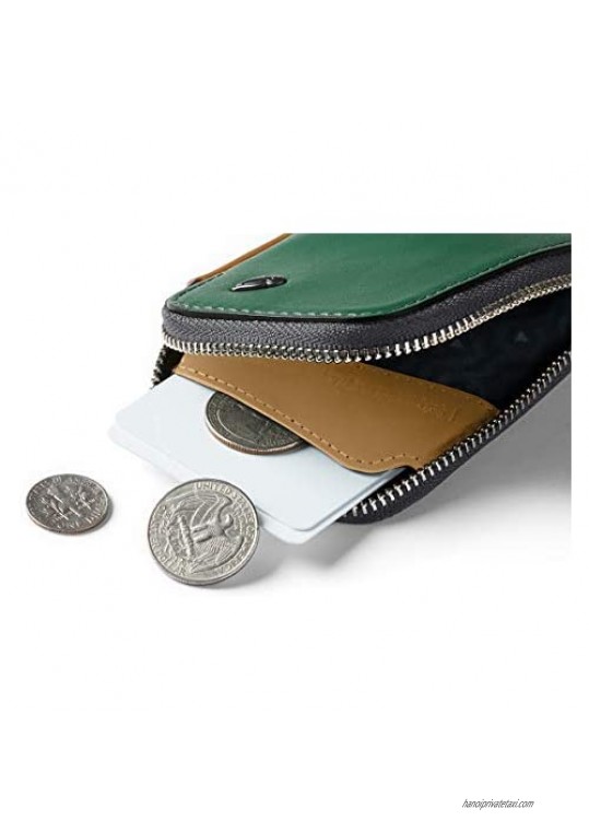 Bellroy Card Pocket (Small Leather Zipper Card Holder Wallet Holds 4-15 Cards Coin Pouch Folded Note Storage)