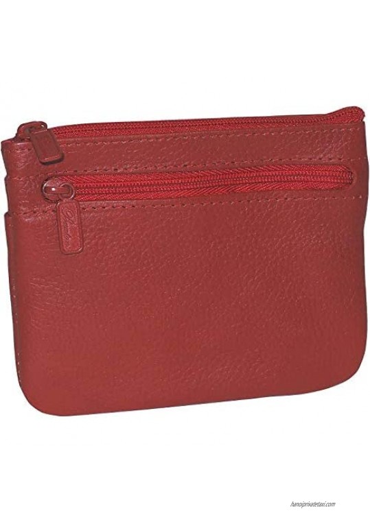 Buxton Womens Leather Id Coin Card Case Wallet (Red - RFID Protected)