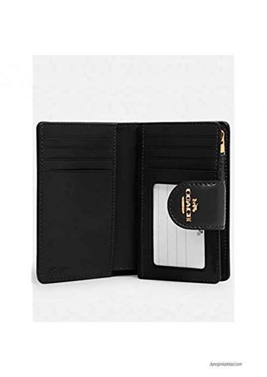COACH Medium Leather Corner Zip Wallet in Black - Gold Style No. 6390