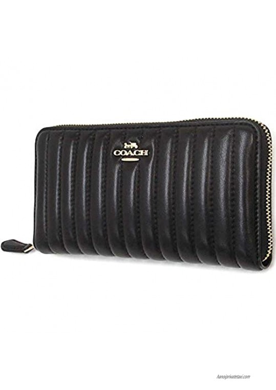 COACH WOMENS ACCORDION ZIP WALLET WITH LINEAR QUILTING (IM/BLACK)
