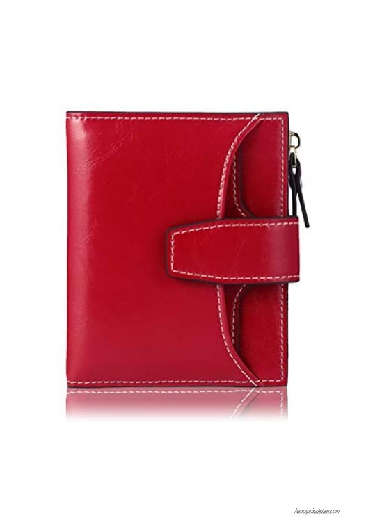 FT FUNTOR RFID Leather Wallet for Women  Ladies Card Holder Wallet  Small Compact Bifold Pocket Wallet with ID Window