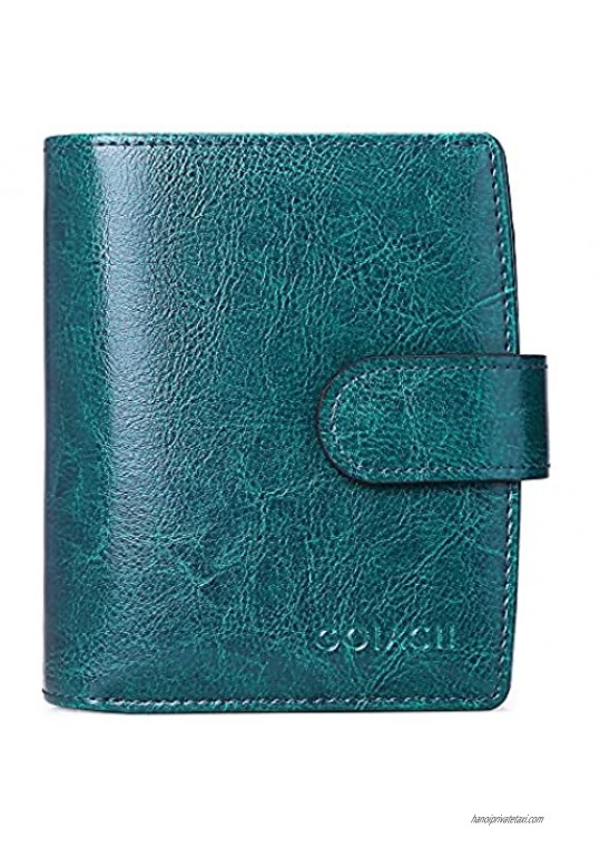 GOIACII Women's Wallet RFID Leather Wallets Small Bifold Zipper Pocket Card Case Purse