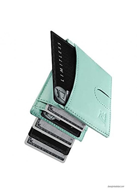 Kings Loot Slim Full-Grain Leather Wallet for Women – Small Bifold Ladies Wallet - Includes RFID Blocking Credit Card Slots & Pull Tab – Holds 10 Cards (Mint)