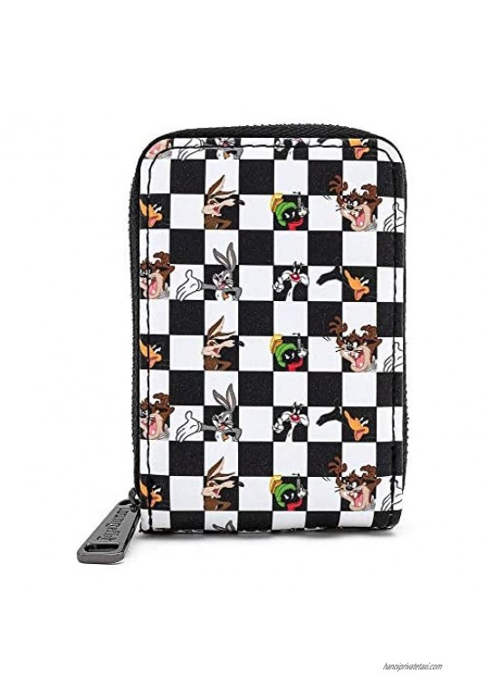 Loungefly Looney Tunes Black And White Checkered Character Accordion Cardholder Wallet