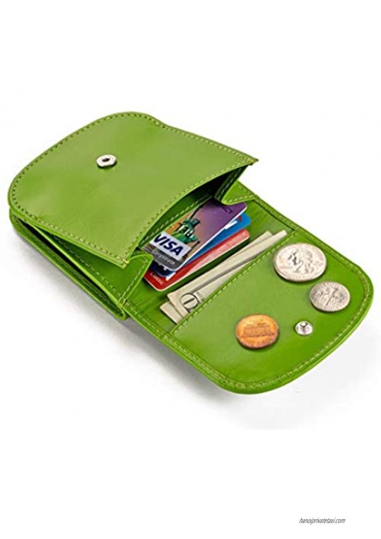 Taxi Wallet - Smooth Leather Yummy Avocado – A Simple Compact Front Pocket Folding Wallet that holds Cards Coins Bills ID – for Men & Women