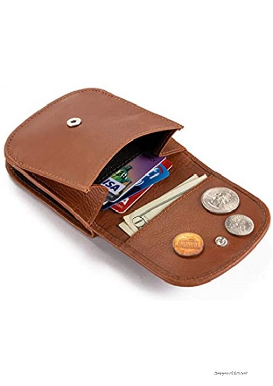 Taxi Wallet - Soft Leather Walnut w/Brn Sugar – A Simple Compact Front Pocket Folding Wallet that holds Cards Coins Bills ID – for Men & Women