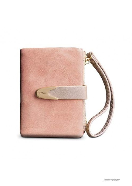TOPKULL Wallets for Women Rfid Small Compact Bifold short Wallet Ladies Wristlet Zipper Coin Purse