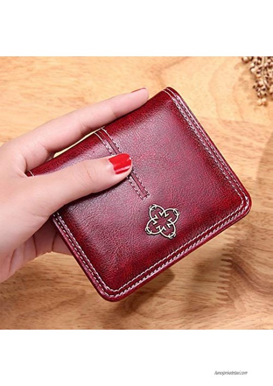 TOPKULL Womens Wallet Small Compact Bifold Leather Pocket Wallet Rfid Ladies Mini Purse with id Window