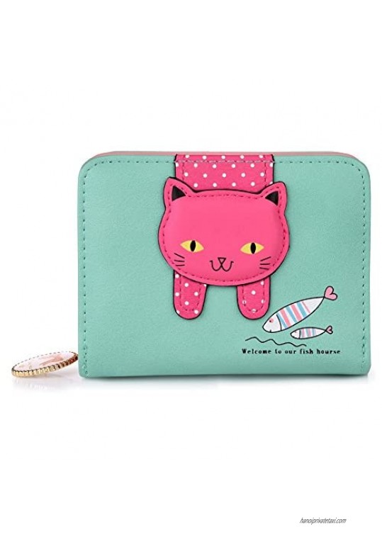 VBIGER Girls Wallet Kids Wallets for Little Girl Cute Cat Wallet Kitty Pattern Coin Purse Small