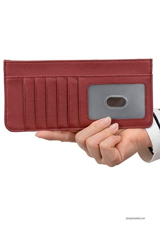 Women's Credit Card Wallet Slim Long Card Wallet Holder with Zipper Pocket for Cash Coin Receipt ID Card