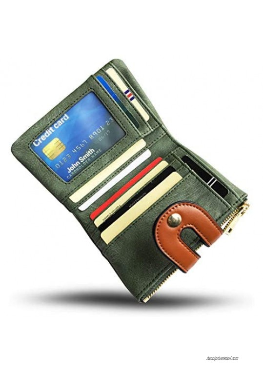 Women's RFID Bifold Leather Small Wallet Ladies Mini Purse with Coin Pocket Soft Compact Thin Wallet