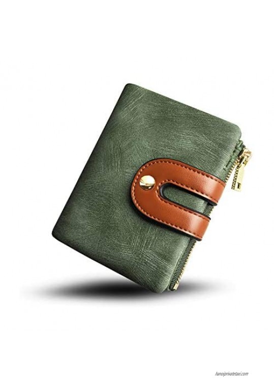 Women's RFID Bifold Leather Small Wallet Ladies Mini Purse with Coin Pocket Soft Compact Thin Wallet