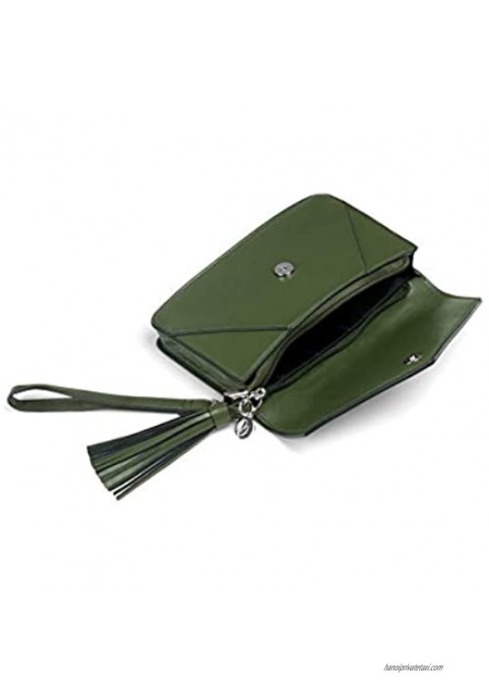 About Face Designs Army Kinzie Wristlet 7½ W × 5¼ H × 1¼ D with 7 Removable Wrist Strap Olive Green
