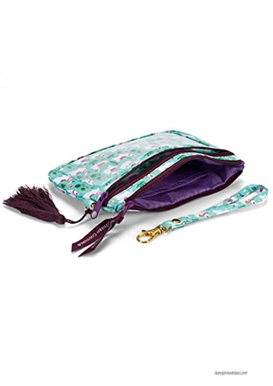 Alpaca Cactus Sky Blue and Purple 7 x 5 Polyester Phone Wristlet Handbag