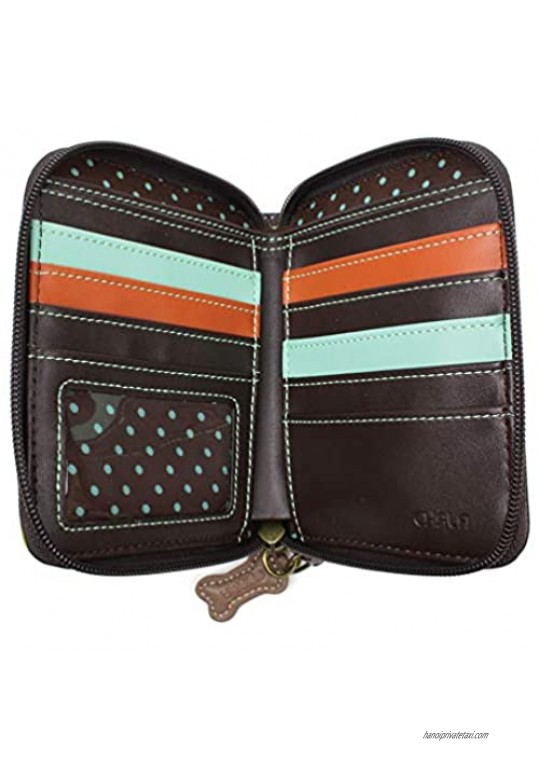 CHALA Zip Around Wallet Wristlet 8 Credit Card Slots Sturdy Pu Leather