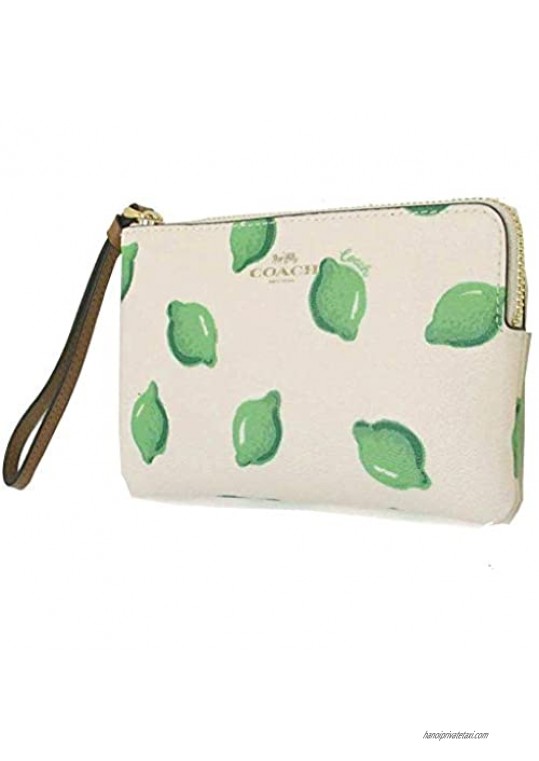 Coach Coated Canvas Small Wristlet in Lime Print Chalk 3283